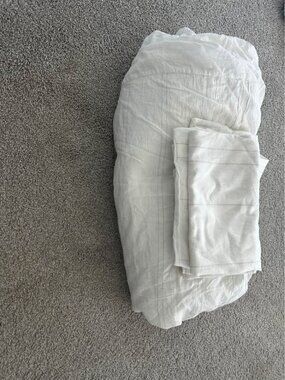 Hearth & Hand Queen Off-White with Stripes Linen-Blend Duvet Cover Set
